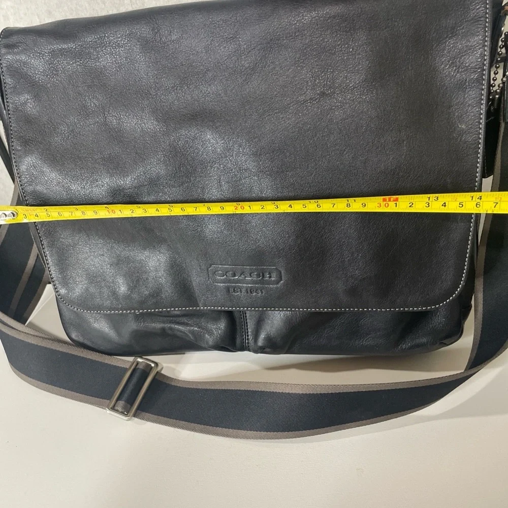 COACH Heritage Web Black Leather Messenger Bag #F70556